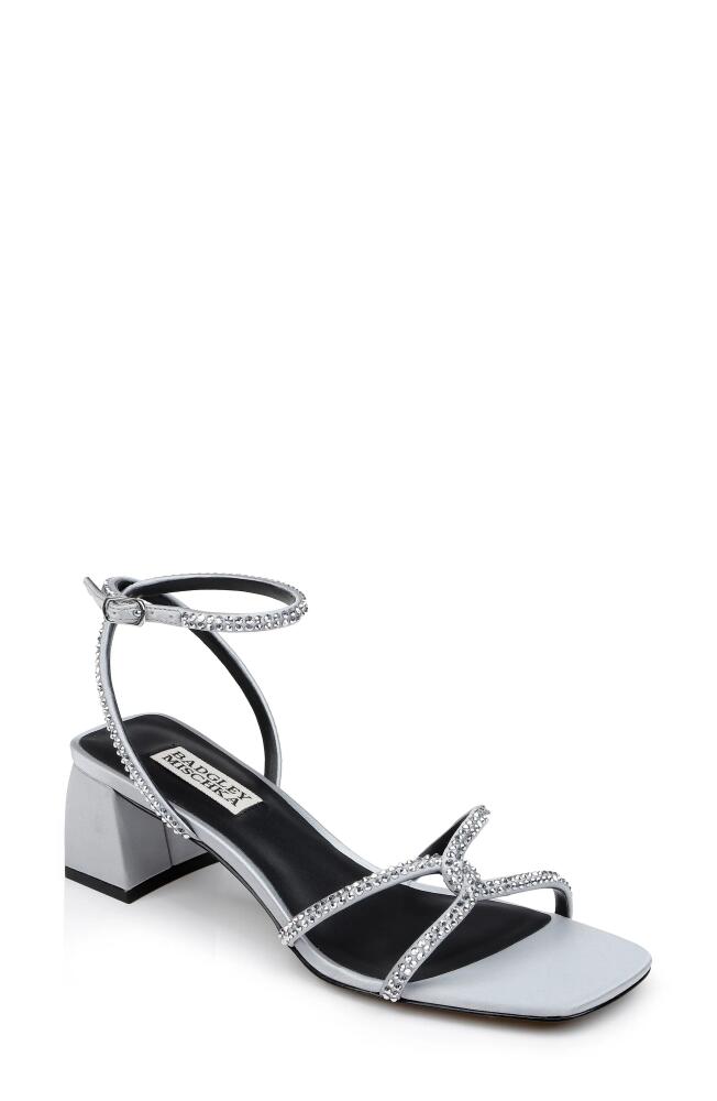 Badgley Mischka Collection Brisa Ankle Strap Sandal in Silver Satin Cover