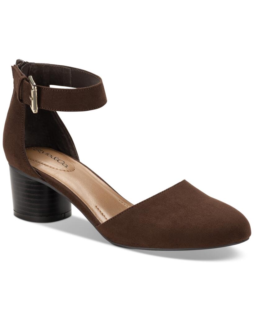 Style & Co Women's Alinaa Two Piece Stacked Heel Dress Pumps, Created for Macy's - Mocha Cover