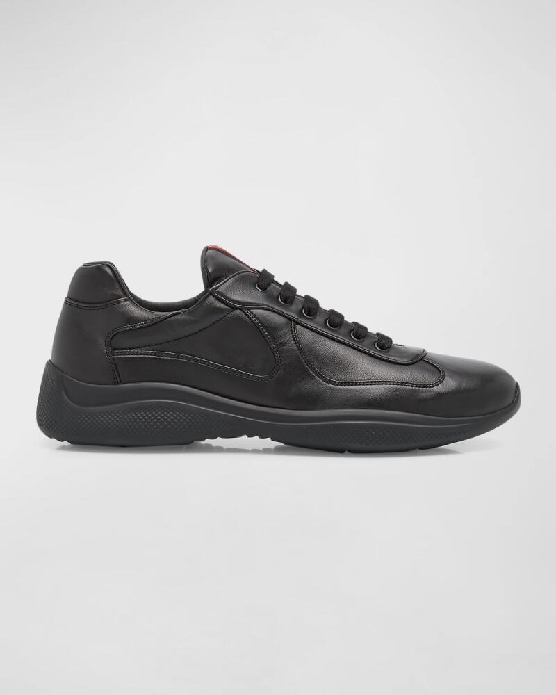 Prada Men's Americas Cup Napa Leather Low-Top Sneakers Cover