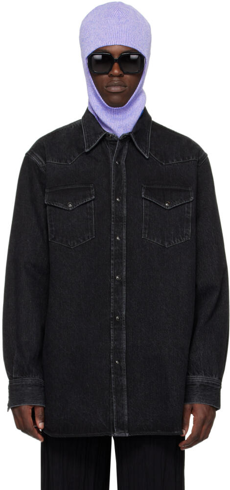 Acne Studios Black Press-Stud Denim Shirt Cover