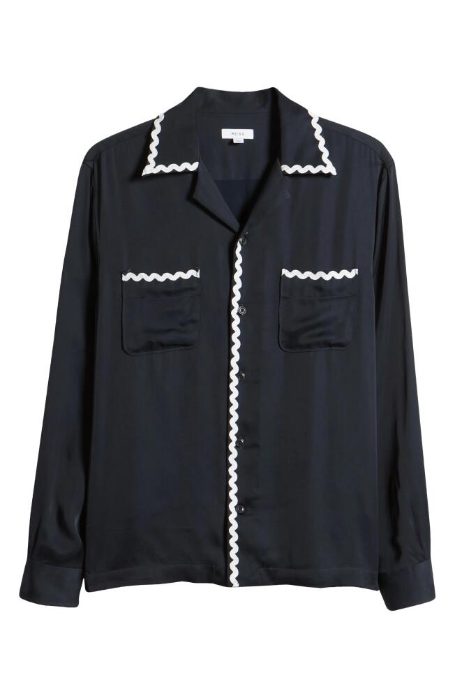 Reiss Fable Rickrack Detail Button-Up Shirt in Navy Cover