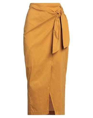 Patrizia Pepe Woman Maxi skirt Mustard Cotton, Polyamide, Elastane Cover