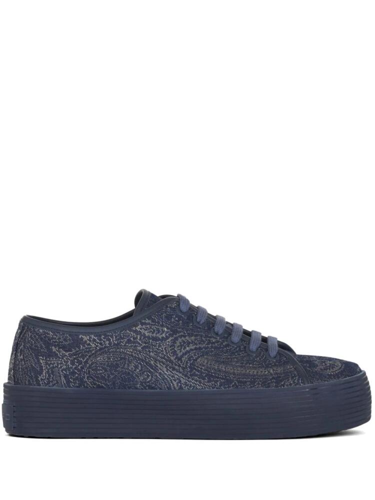 ETRO paisley-print denim sneakers - Blue Cover