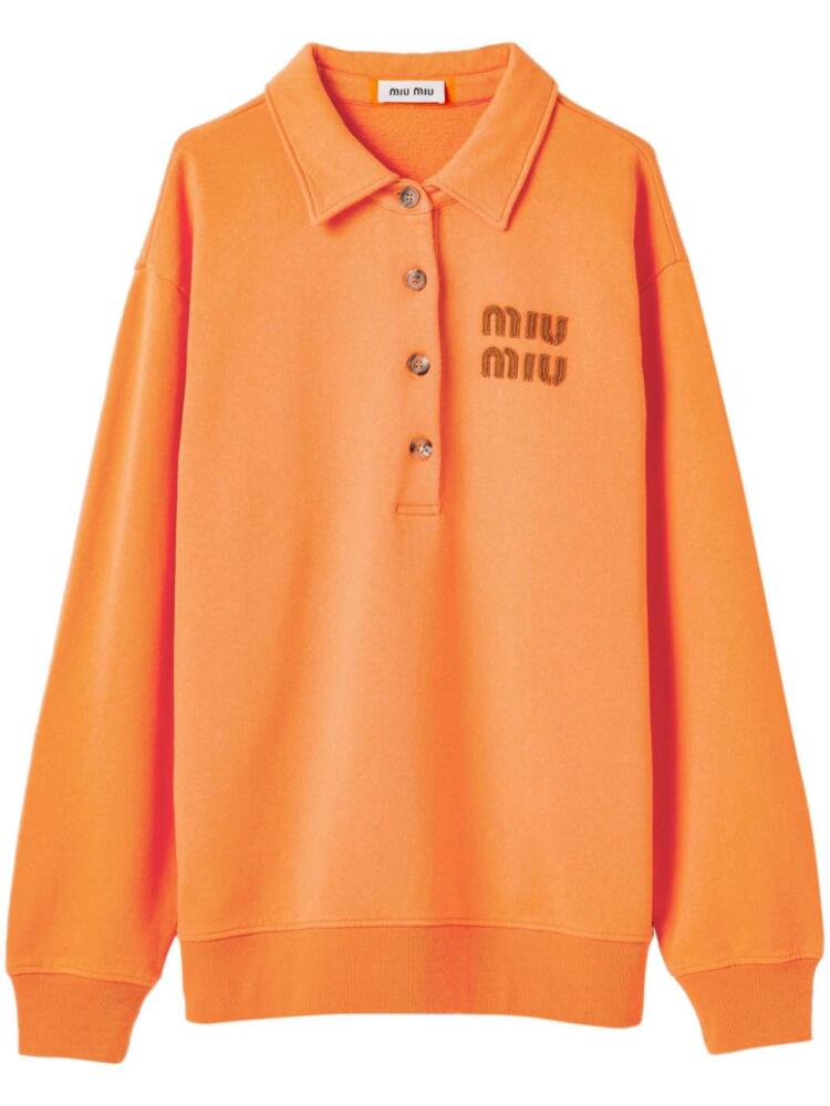 Miu Miu logo-embroidered polo shirt - Orange Cover