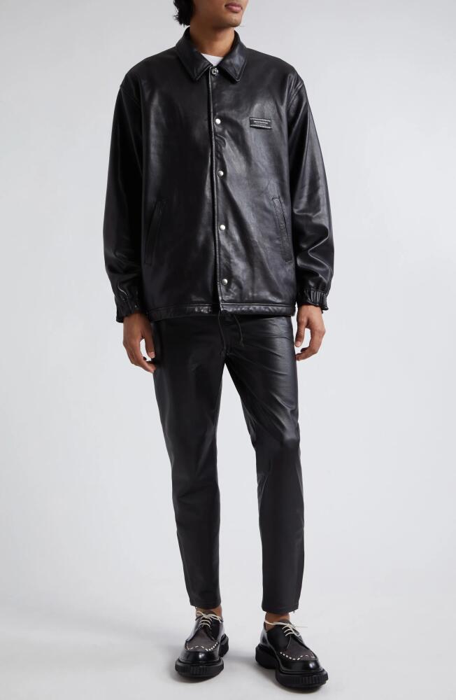 Undercover Snap-Up Leather Jacket in Black Cover