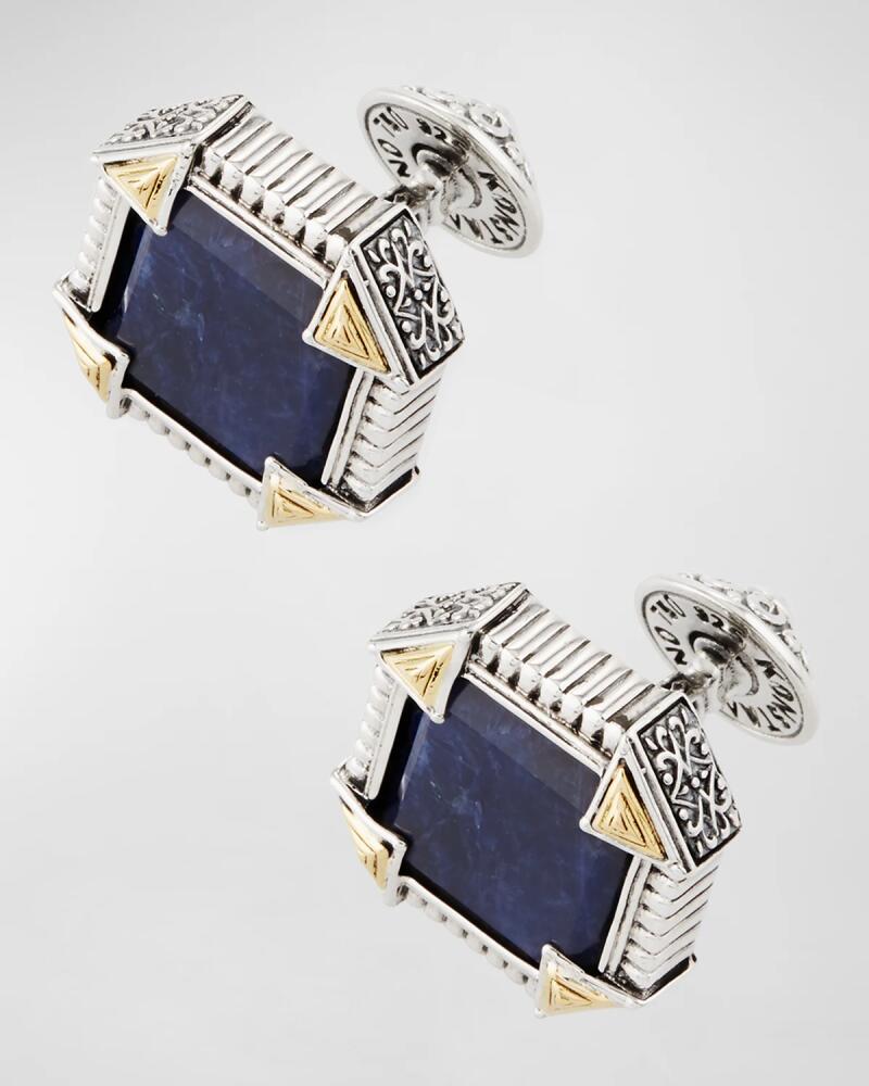 Konstantino Silver 18K Gold Cuff Links with Sodalite Cover