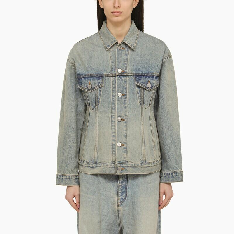 Balenciaga Light blue washed-effect denim jacket Cover