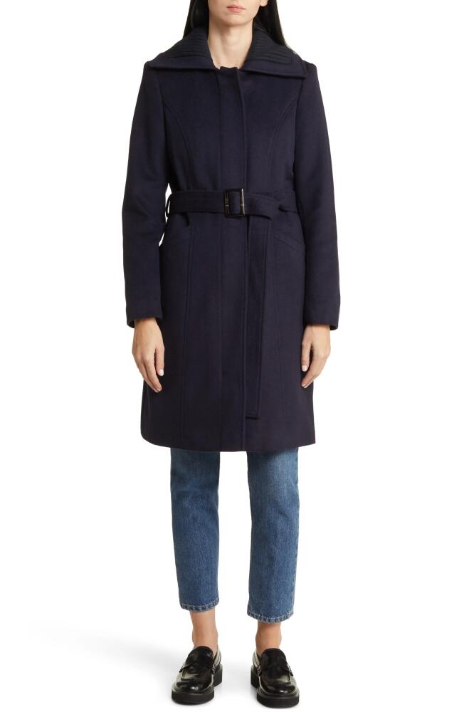 Sam Edelman Wool Blend Rib Collar Coat in Navy Cover