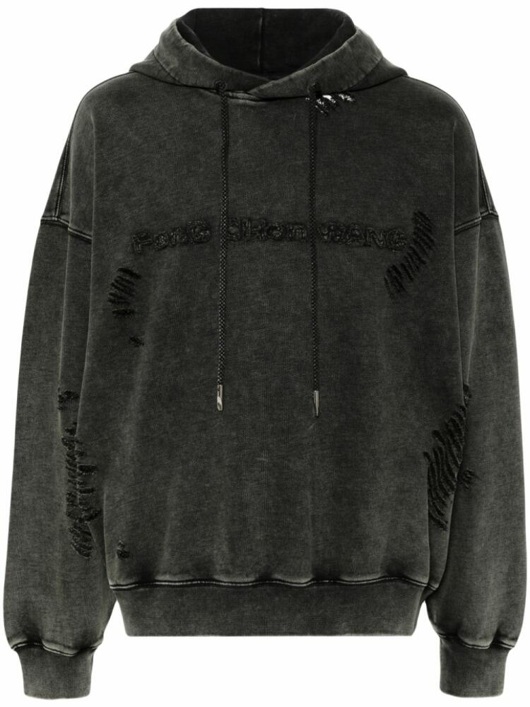 Feng Chen Wang ripped cotton hoodie - Grey Cover