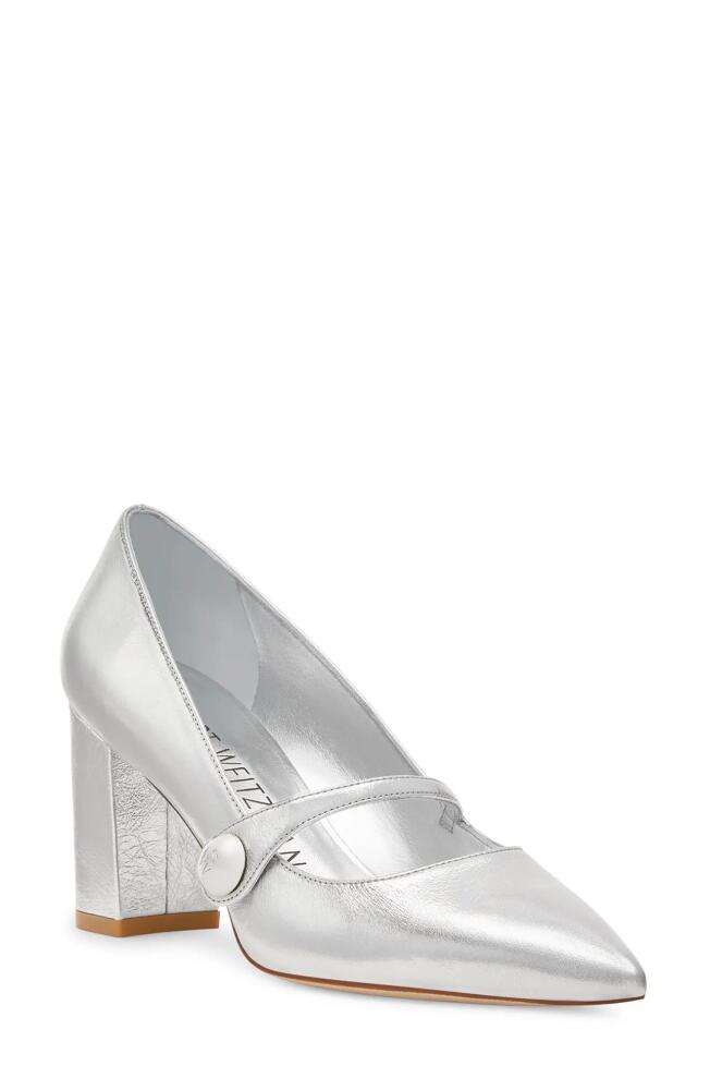 Stuart Weitzman SW 75 Pointed Toe Mary Jane Pump in Silver Cover