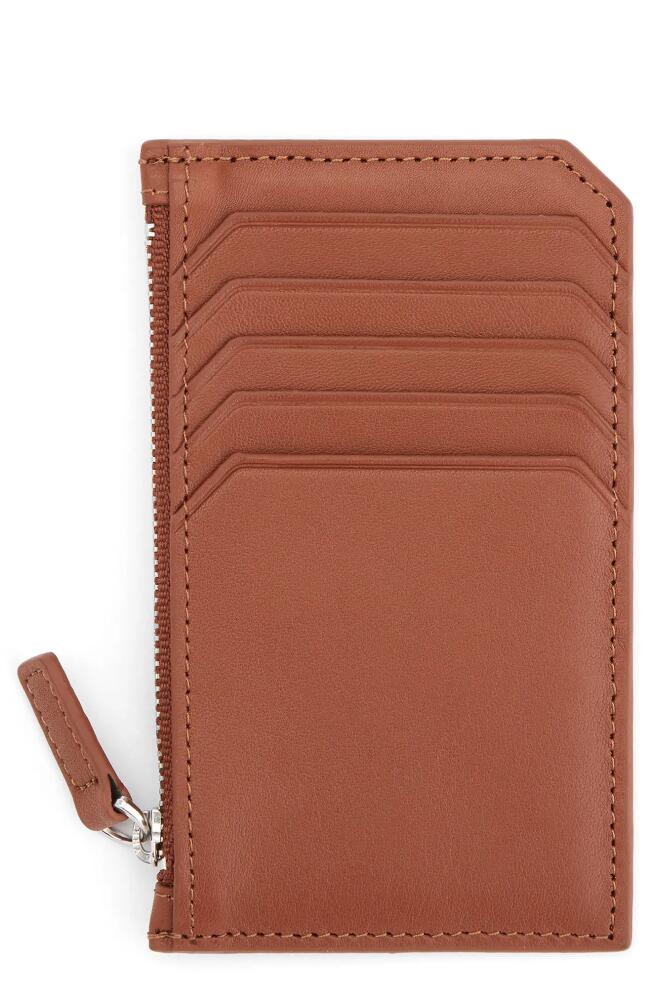 ROYCE New York Personalized Card Case in Tan- Silver Foil Cover