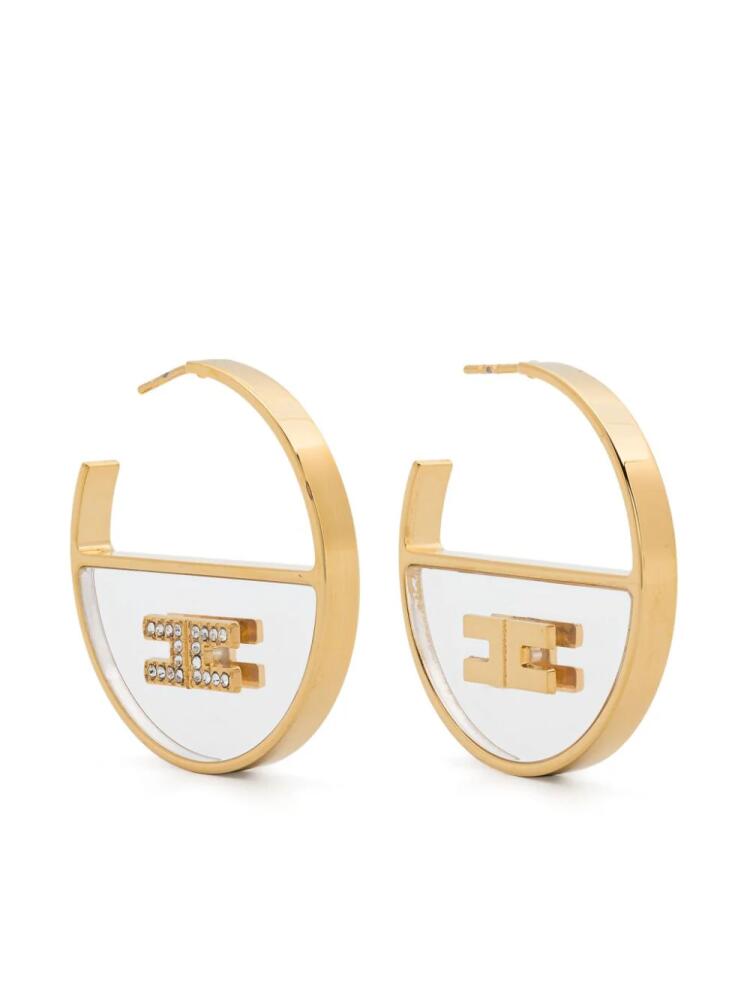 Elisabetta Franchi logo-plaque earrings - Gold Cover