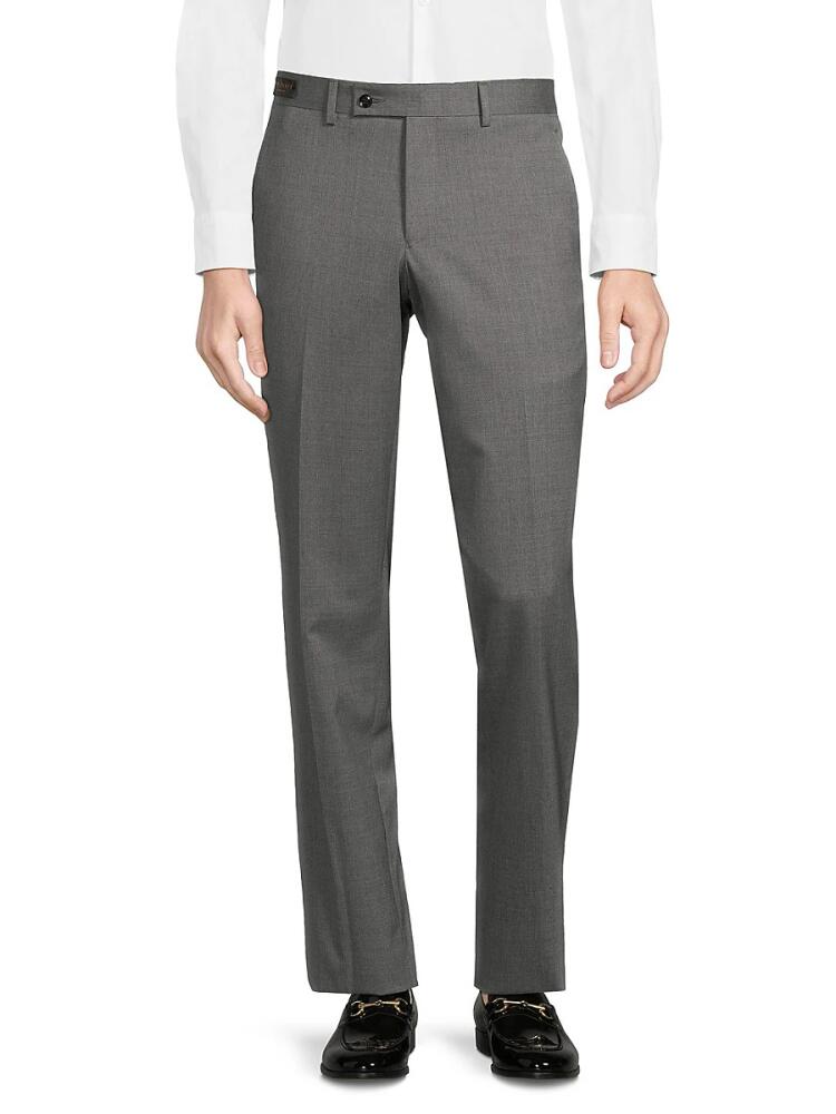 Ted Baker London Men's Jerome Stretch Wool Flat Front Dress Pants - Light Grey Cover