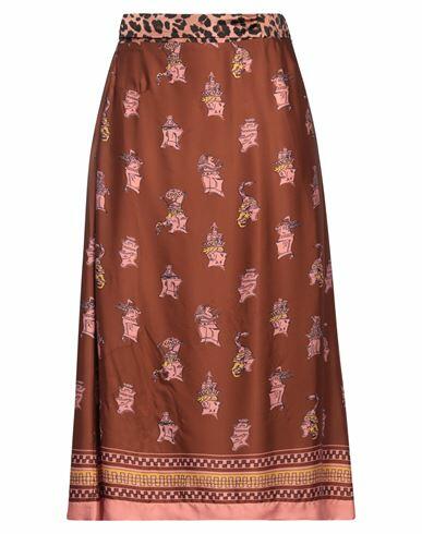 Ottod'ame Woman Midi skirt Brown Viscose Cover