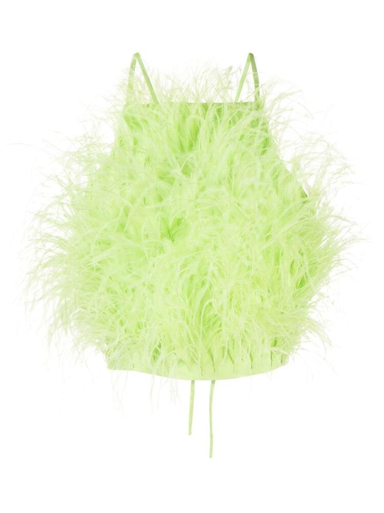 Cult Gaia feather-detail crop top - Green Cover