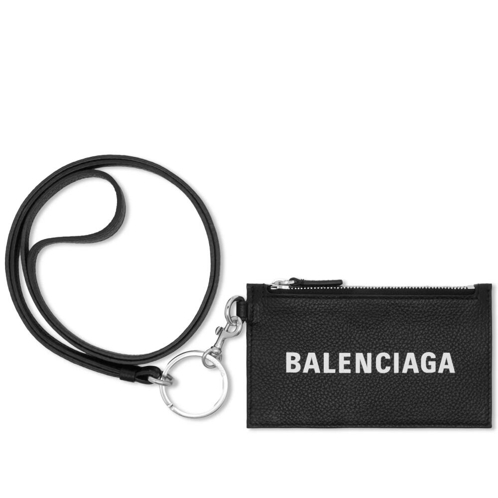 Balenciaga Men's Logo Card Case On Key Ring in Black/White Cover