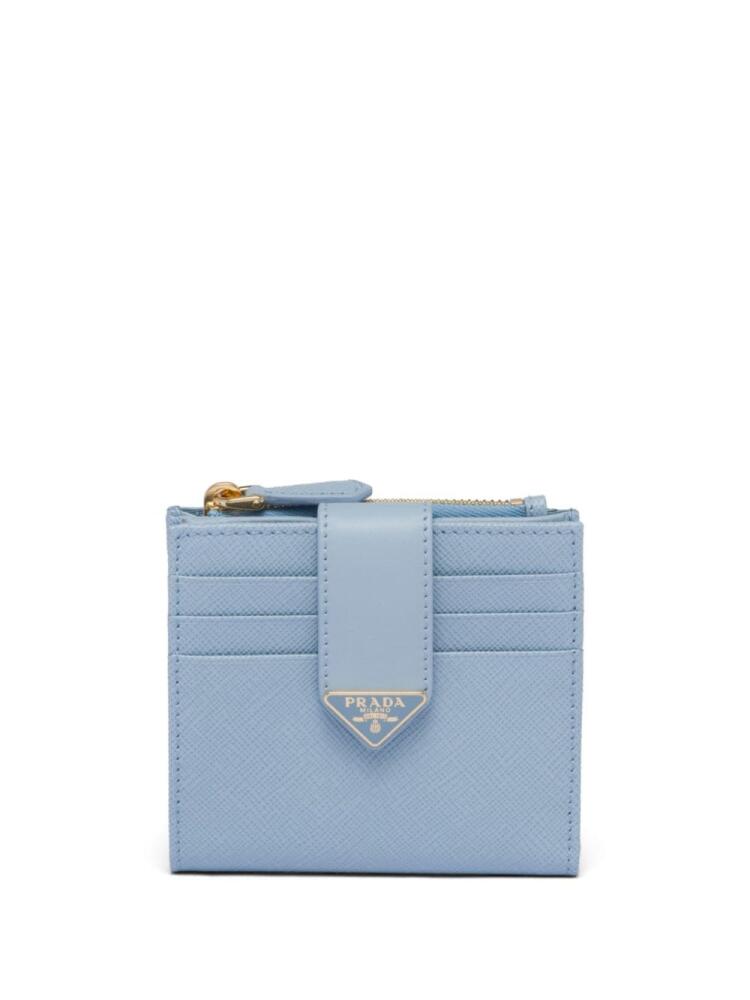 Prada triangle-logo leather wallet - Blue Cover