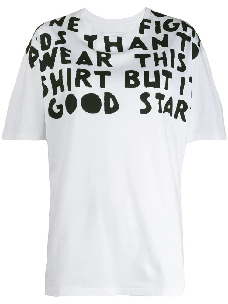 Maison Margiela oversized slogan print T-shirt - White Cover