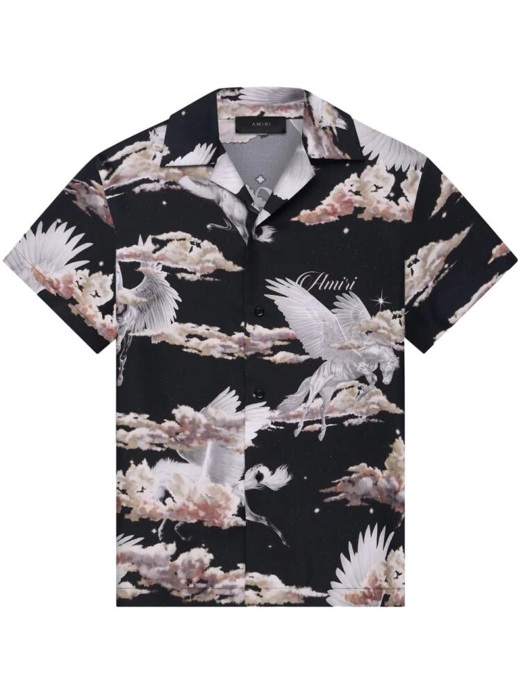 AMIRI Pegasus-print bowling shirt - Black Cover