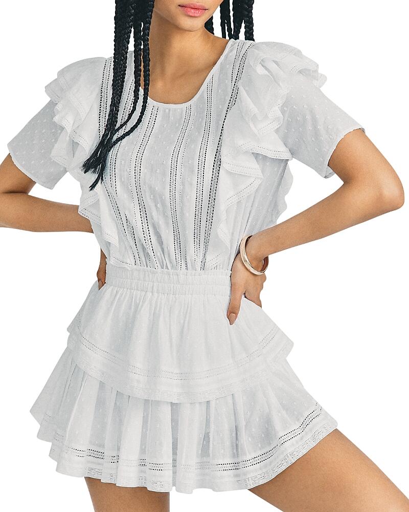 LoveShackFancy Natasha Short Sleeve Eyelet Mini Dress in White Cover