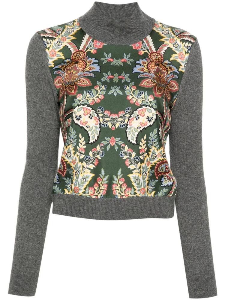 ETRO floral contrast-panel jumper - Grey Cover