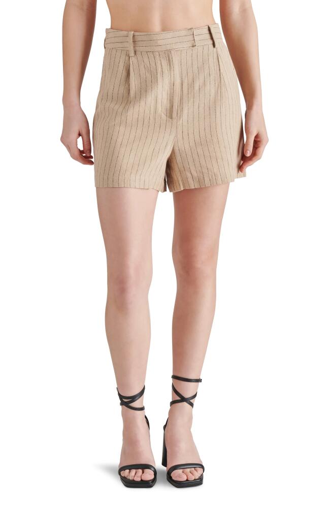 Steve Madden Imelda Pinstripe Linen Blend Shorts in Wood Thrush Cover