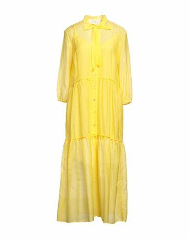 Katia Giannini Woman Midi dress Yellow Cotton, Silk Cover