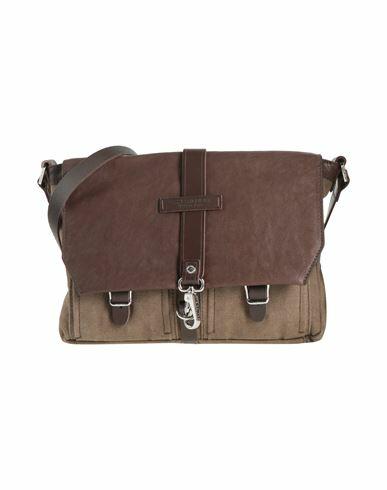 The Bridge Man Cross-body bag Dark brown Cotton, Leather Cover