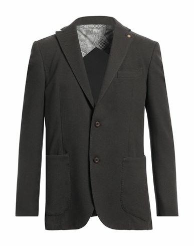 Barbati Man Blazer Dark brown Polyester, Cotton, Elastane Cover