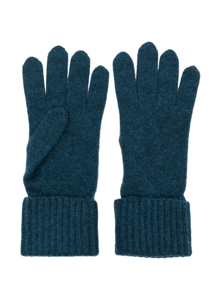 N.Peal ribbed-trim organic cashmere gloves - Blue Cover