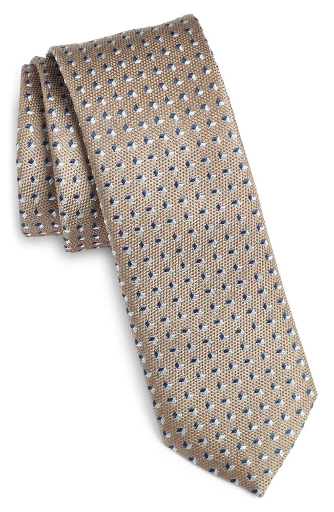 BOSS Geometric Pattern Silk Tie in Beige/Silver Cover