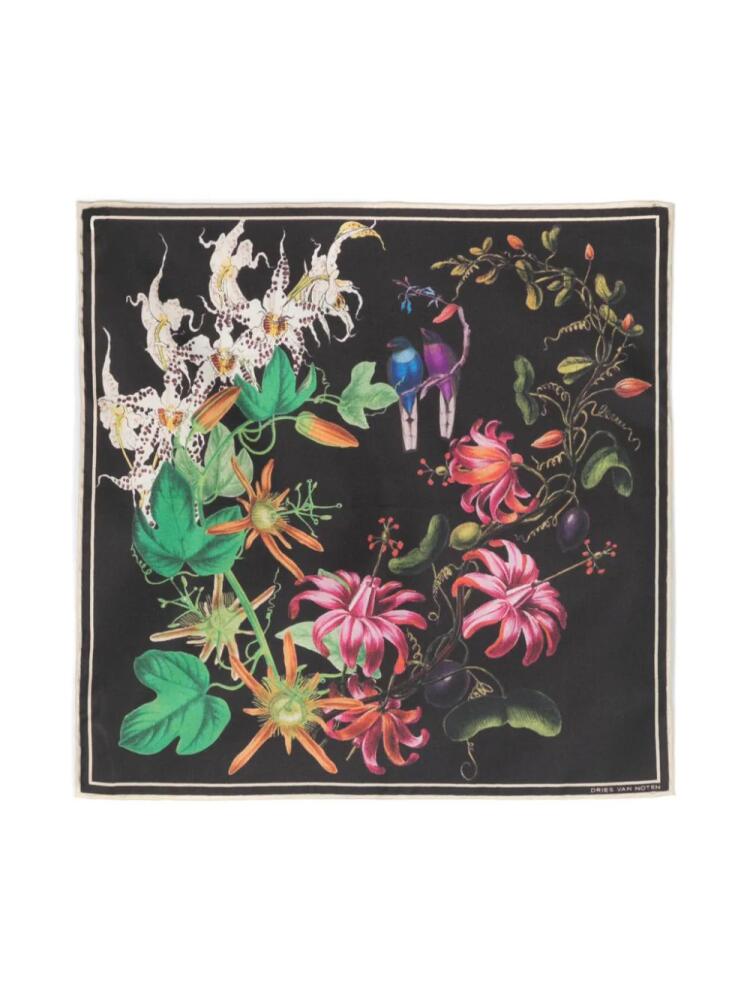 DRIES VAN NOTEN floral-print silk scarf - Black Cover