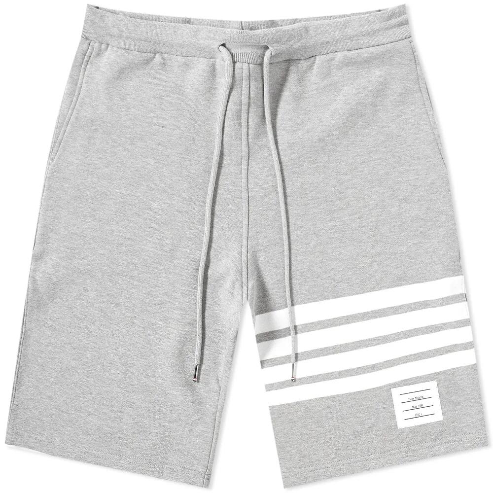 Thom Browne Men's Engineered Stripe Sweat Shorts in Light Grey Cover