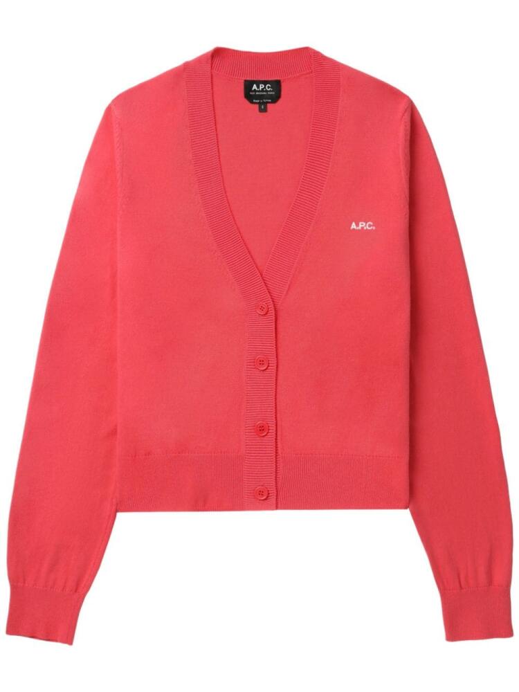 A.P.C. logo-printed cardigan - Red Cover