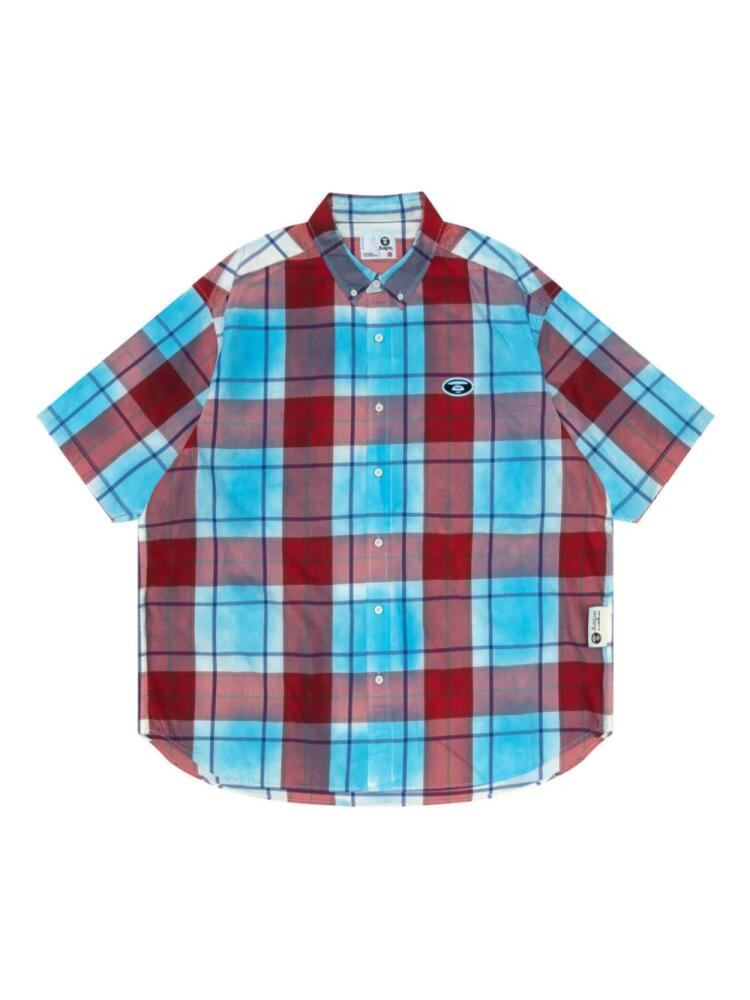 AAPE BY *A BATHING APE® logo-appliqué plaid shirt - Red Cover