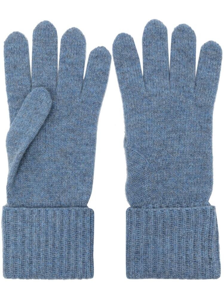 N.Peal ribbed organic cashmere gloves - Blue Cover