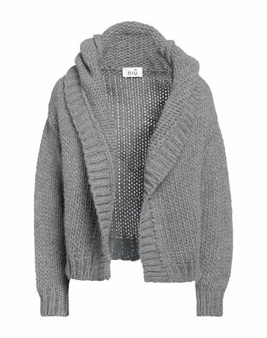 Niū Woman Cardigan Grey Acrylic, Virgin Wool Cover