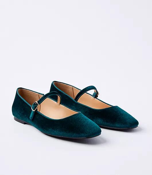 Loft Velvet Buckle Strap Ballet Flats Cover