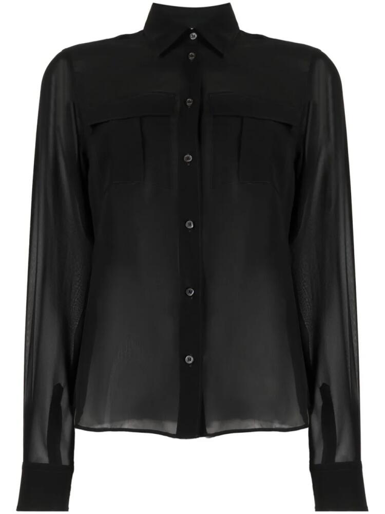 ASPESI semi-sheer construction silk blouse - Black Cover