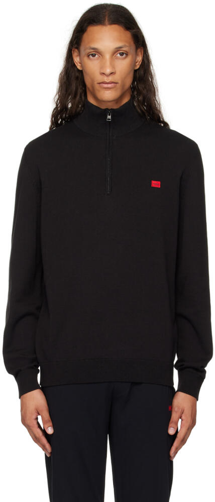 Hugo Black Half-Zip Sweater Cover