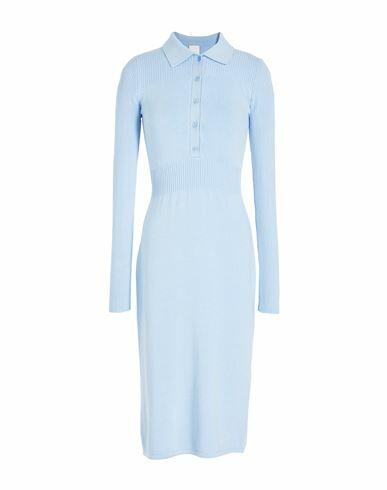 8 By Yoox Polo Neck Midi Dress Woman Midi dress Light blue Viscose, Recycled polyester, Elastane Cover