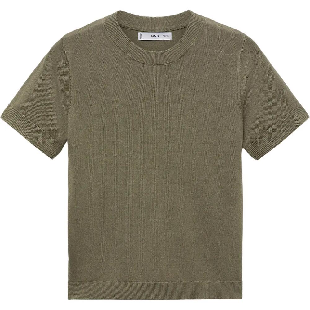 MANGO Short Sleeve Sweater in Khaki Green Cover