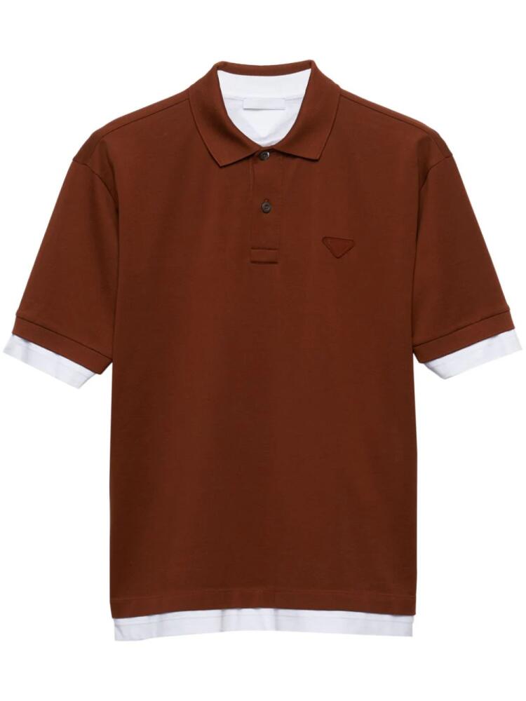 Prada layered cotton polo shirt - Brown Cover