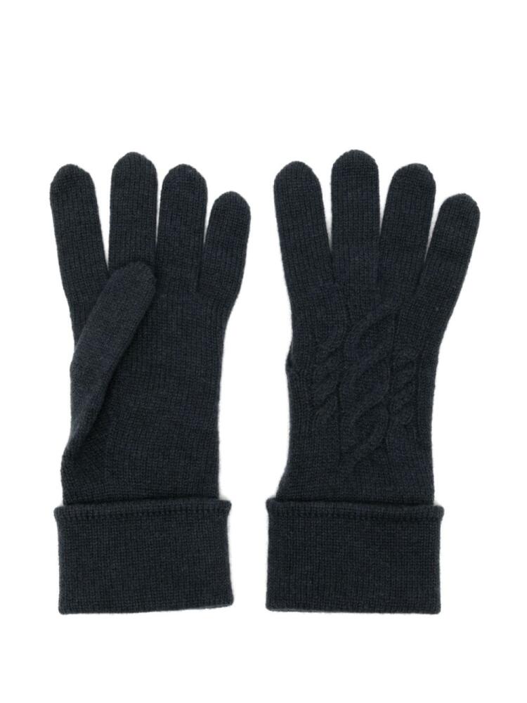 N.Peal cable-knit cashmere gloves - Blue Cover