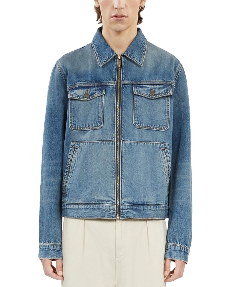 The Kooples Regular Fit Zip Denim Jacket Cover