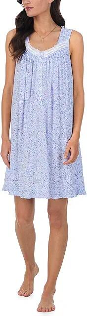 Eileen West Short Sleeveless Nightgown (Blue Print) Women's Pajama Cover