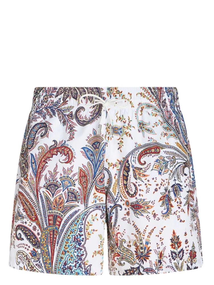 ETRO paisley-print drawstring swim shorts - White Cover