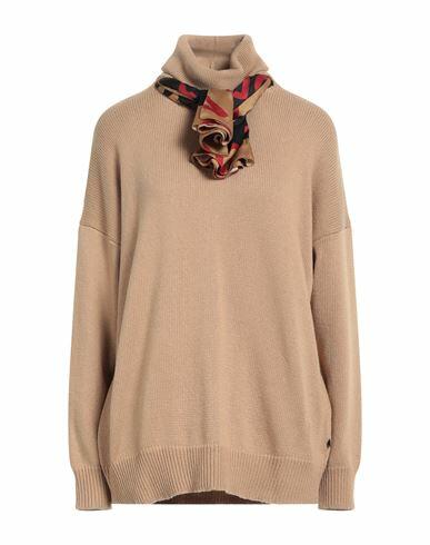 Ottod'ame Woman Turtleneck Camel Viscose, Polyester, Wool Cover