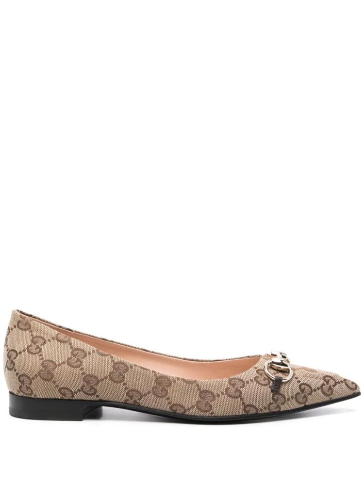 Gucci Horsebit GG-canvas ballerina shoes - Neutrals Cover