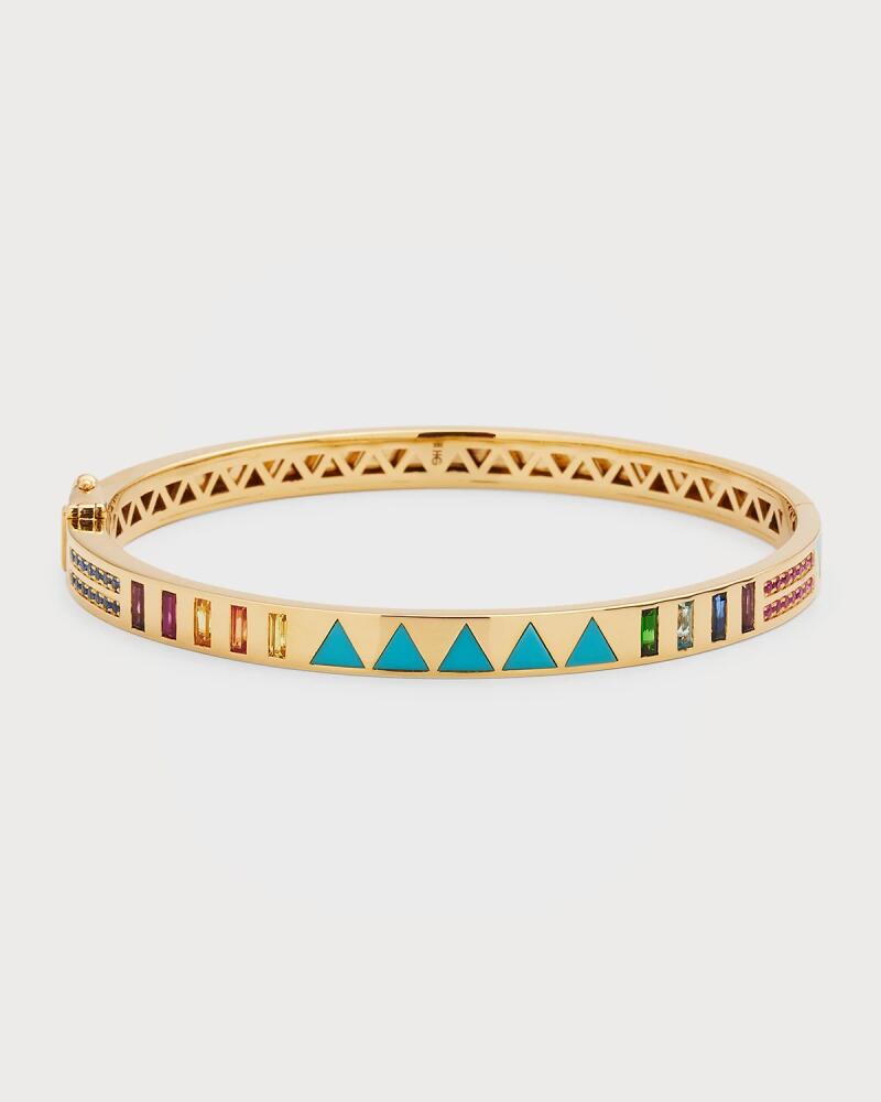 Harwell Godfrey 18K Yellow Gold Turquoise and Sapphire Bangle Cover